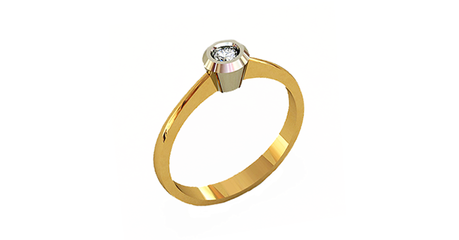 кб059 Стильное кольцо  из комбинированного золота.