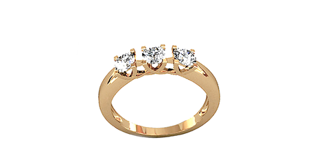 кб103 Золотое кольцо с тремя камушками 