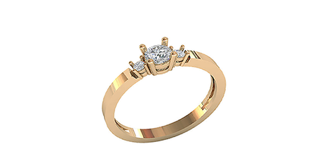 кб104 Золотое кольцо с тремя камушками.