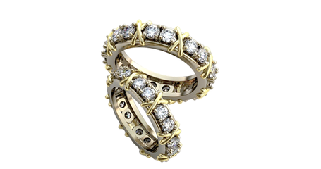 ко016-2 Обручальные кольца в стиле Tiffany*(камни по всей окружности)