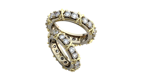 ко016-2 Обручальные кольца в стиле Tiffany*(камни по всей окружности)