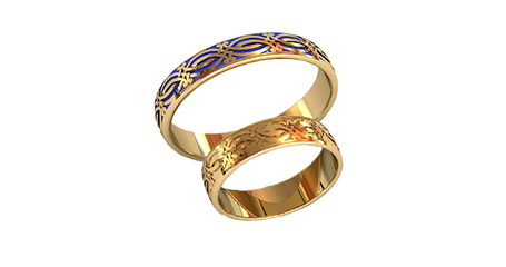 ко041 Кольца обручальные с орнаментом 