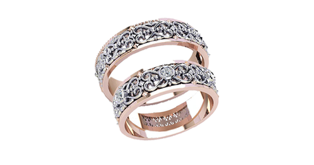 ко047 Кольца обручальные с ажурной накладкой «Свет, проходящий сквозь кружево»