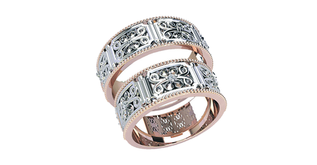 ко049 Кольца обручальные с накладкой из белого золота 