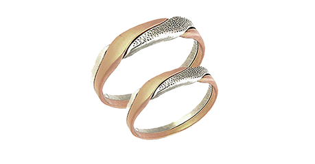 ко050 Кольца обручальные комбинированные «Там, где встречаются огонь и лед»