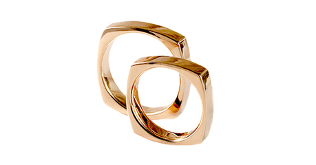 ко052 Кольца обручальные квадратной формы 