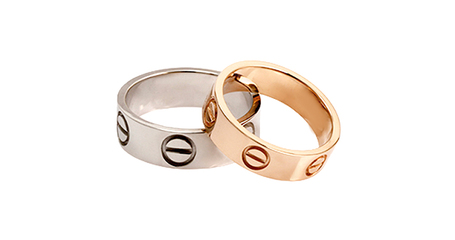 ко076  Кольца обручальные в красном и белом золоте.Стиль Cartier* 
