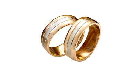 ко082-1 Трёхсоставные обручальные кольца в двух цветах золота 