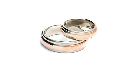 ко086 Комбинированные обручальные кольца округлой формы «Классика с характером»