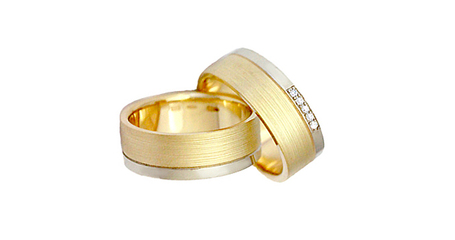 ко101 Комбинированные обручальные кольца 