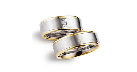ко106 Плоские обручальные кольца, комбинированные по цвету 