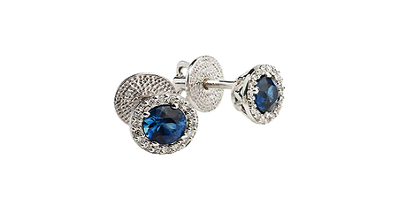 сц016 Серьги-пусеты в ажурной корзинке с фианитами 