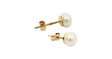 сц032 Серьги-пусеты на зажимах с жемчугом 