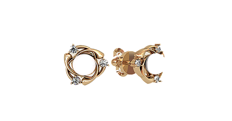 сц036 Серьги-пусеты с жемчугом и фианитами 