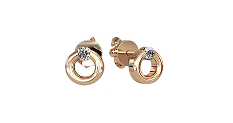 сц043 Серьги-пусеты (колечки) с фианитами 