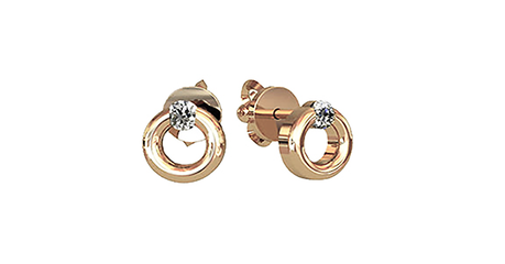 сц043 Серьги-пусеты (колечки) с фианитами 