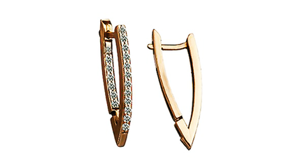 ср020 Серьги-треугольники с россыпью фианитов 