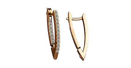 ср020 Серьги-треугольники с россыпью фианитов 