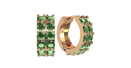 ср042 Серьги-крабики с зелёными фианитами