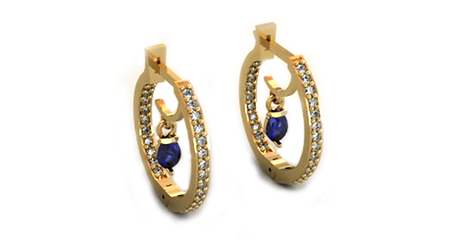 ср046 Серьги-кольца с дорожкой фианитов — сияние, которое не знает границ.