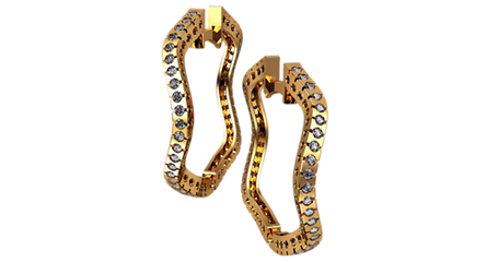 ср048 Серьги-кольца изогнутые с камнями 