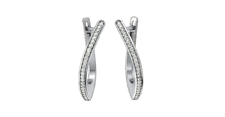 ср052 Изогнутые серьги с дорожкой камней — плавная линия, опоясанная светом.