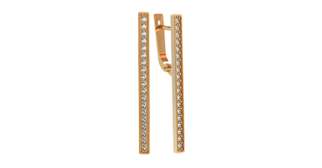 ср053 Серьги-палочки с фианитами — вертикальный свет на всю длину