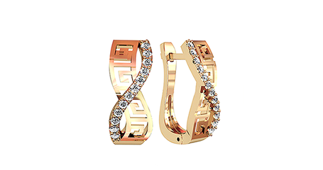 ср058 Серьги Версаче с перехлестом из фианитов 