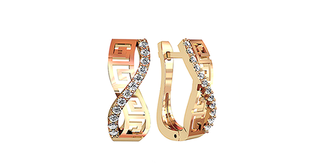 ср058 Серьги Версаче с перехлестом из фианитов 