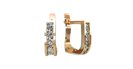 ср066 Серьги четырёхгранного типа с фианитами 