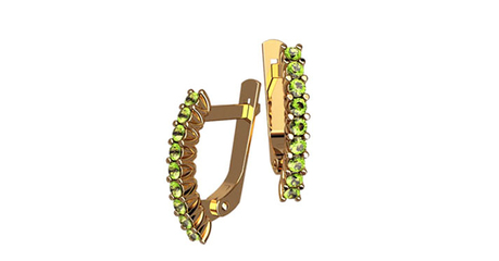 ср068 Серьги с дорожкой камней - непрерывная линия света.