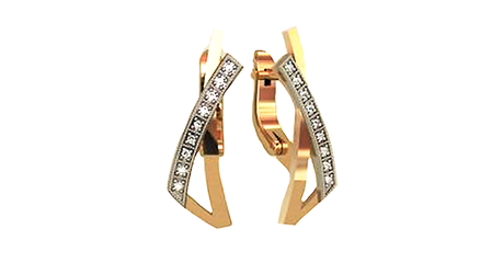 ср071 Серьги-треугольники с накладками из белого золота.