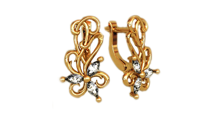 ср081 Золотые серьги-цветы 