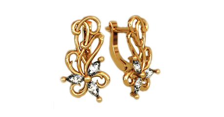 ср081 Золотые серьги-цветы 