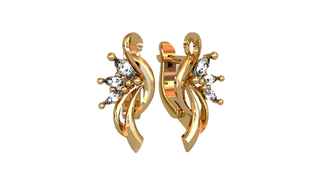 ср082 Серьги с фианитами в форме «маркиз» — лепестки, осыпанные светом