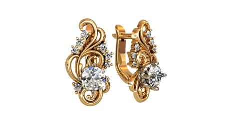 ср083 Серьги с фианитами «ЦВЕТУЩАЯ ВЕРТИКАЛЬ»