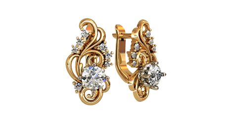 ср083 Серьги с фианитами «ЦВЕТУЩАЯ ВЕРТИКАЛЬ»