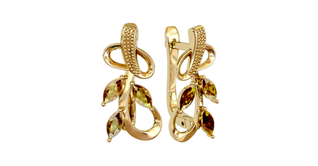 ср085 Серьги-веточки с фианитами 