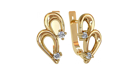 ср088 Серьги-завитки с фианитами 