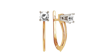 ср099 Серьги двухцветные с фианитами 