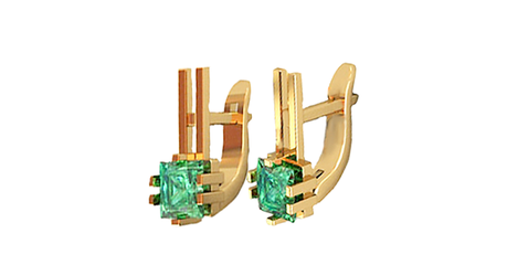 ср100 Золотые серьги с зелёными фианитами 