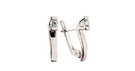 ср102 Серьги в белом металле с фианитами 