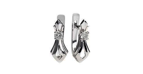 ср108 Серьги-бантики с белыми фианитами 