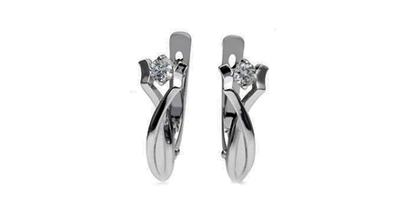 ср109 Серьги в белом золоте с английским замком 