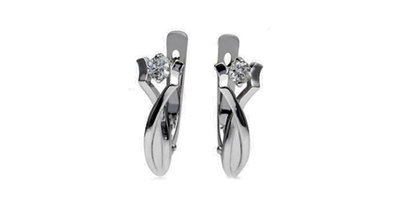 ср109 Серьги в белом золоте с английским замком 