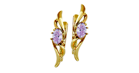 ср125 Нежные сережки с розовыми камушками