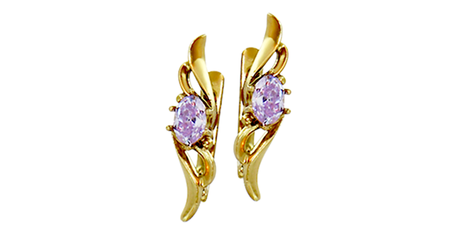 ср125 Нежные сережки с розовыми камушками