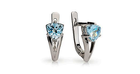 ср126 Нарядные серёжки с голубыми камнями 