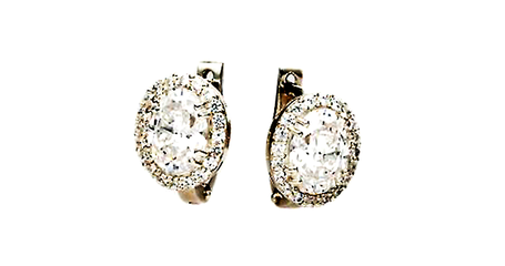 ср132 Классические серьги в белом золоте с фианитами 