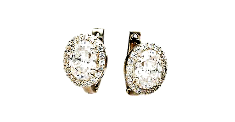 ср132 Классические серьги в белом золоте с фианитами 